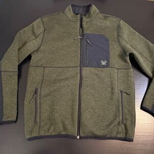 Vortex Optics Mens Full Zip Fleece Jacket Olive Green Heathered Size Medium